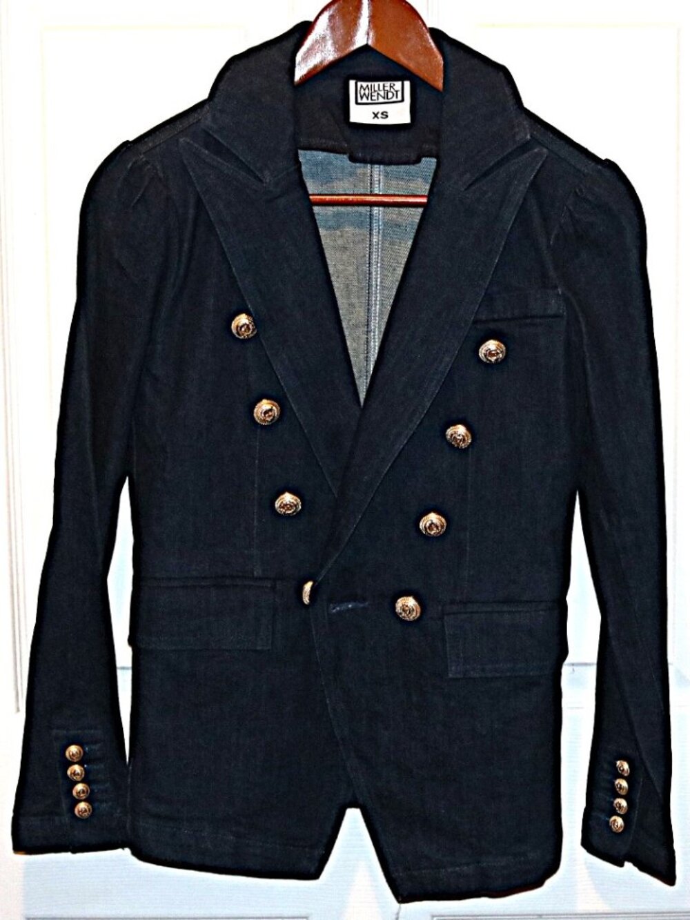 Miller Wendt RIO JACKET Dark Blue Denim Double Breasted Cotton Spandex Blazer